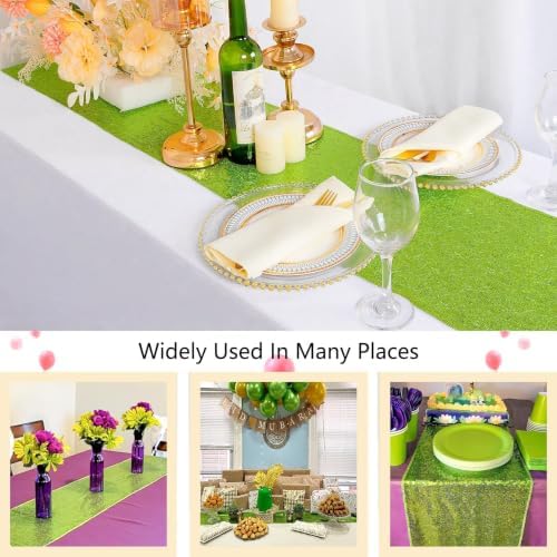 ShinyBeauty 10 Pack Olive Green Sequin Table Runner 12x108 Wedding Party - Image 6
