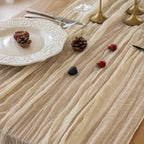 6Pcs Beige Cheesecloth Table Runner 120 Inches for Party Home Decorations - Image 5