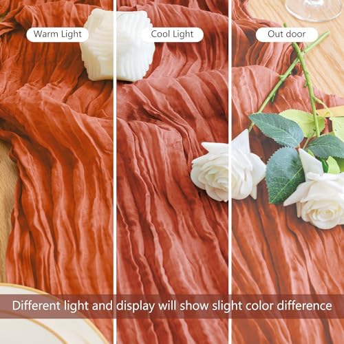 Cheesecloth Table Runner 10FT 12Pcs Terracotta Boho Gauze Sheer Runners - Image 5