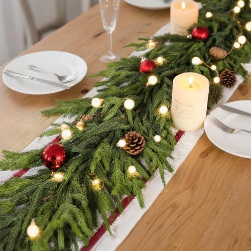 Lifelike Touch Artificial Norfolk Pine Garland for Christmas (9FT 1PCS) - Image 3