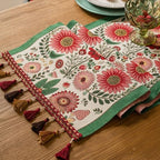 Spring Floral Table Runner 71in Long - Nordic Spring Embroidery Jacquard with Tassels, Elegant Easter & Mother's Day Decor for Farmhouse Dining Table, Wedding & Dresser (Spring Blossom, 13.7"x71") - Image 3