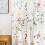 youleyar Floral Curtains 72 Inches Long for Living Room 2 Panels Printed Pattern Curtain Rod Pocket Spring Summer Watercolor Flowers/Leaves Window Drapes for Girls Bedroom, 52" W x 72" L - Image 4