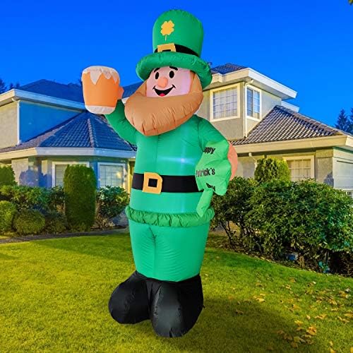 8 Foot St Patricks Day Inflatable St Patricks Day Decorations Outdoor Giant Inflatable Leprechaun with LED Light Holding Shamrocks Beer for Irish Day Yard Decoration Lucky Decor Fun Holiday Blow Up - Image 4