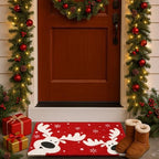 Christmas Welcome Coir Door Mat, 17"x30" Outdoor Front Door Mat, Coconut Fiber Doormat with Slip-Resistant Backing, Holiday Entry Mat with Reindeer Snowflake Design - Image 2
