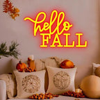 Hello Fall Neon Sign Custom Fall LED Neon Light USB Powered Switch Adjustable Brightness Neon Lights for Autumn Thanksgiving Home Fireplace Outdoor Garden Door - Image 2