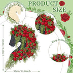 Suncalla Derby Horse Wreath for Front Door Run for the Roses Derby Rose Door Hanger Horse Racing Jockey Long Wooden Wall Sign Party Decorations Window Porch Home Festival Celebration Decorations - Image 2