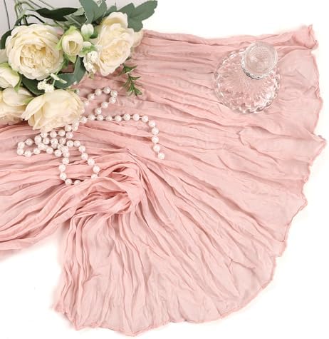 12 Pack Blush Pink Table Runner Cheesecloth 10Ft Gauze Cheese Cloth Table Runner 35x120 Inch Boho Sheer Rustic Fabric for Holiday Party Decor Baby Shower Wedding Decorations - Image 7