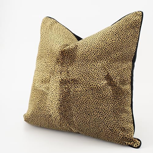 Velvet Cutting Jacquard Throw Pillow Covers Black Camel 24" x 24" Set of 1 - Image 2