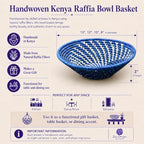 Handwoven African Basket Bowl for Fruits Wall Decor 10in diameter - Image 2