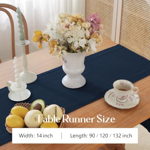 100% Pure French Linen Table Runner (Navy,14x120 Inch) - Image 4