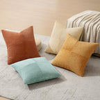 MIULEE Fall Boho Farmhouse Decorative Throw Pillow Covers 18x18 Inch 4 Packs Soft Vintage Pillow Cases Modern Corduroy Patchwork Cushion Covers for Couch Sofa Bed Home Decor, Teal-Rust - Image 6