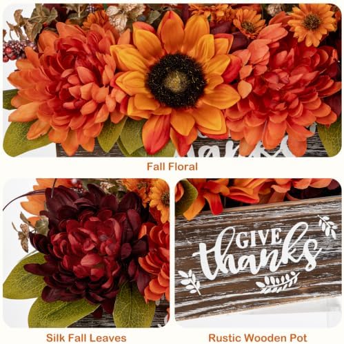 Fall Centerpiece for Table Fall Fake Flower in Pot Fall Floral Arrangement - Image 3