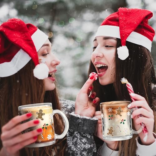 Maxcheck 6 Pack 12 oz Christmas Coffee Mugs, Gingerbread Glass Cups Bulk - Image 4