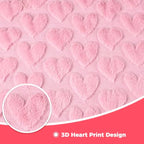 Valentines Day Heart Throw Blanket - 50"x60" Pink 3D Heart Printed Valentine Love Blankets for Women, Cozy Faux Fur Flannel Fleece Blanket, Aesthetic Decor for Mom Sofa Bed Chai Bedding Living Room - Image 3