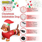 5 Feet Long Christmas Inflatable Dachshund Dog Yard Decoration Giant Build-in Lighted Inflatable Christmas Dog Pets Garden Lawn Yard Decor with Built in Fan and Anchor Ropes - Image 3