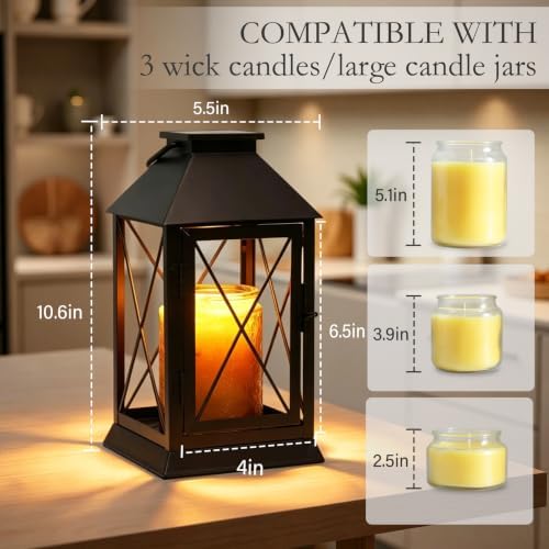 Candle Warmer Lamp with Timer, Farmhouse Rustic Lantern-Dark Bronze - Image 4
