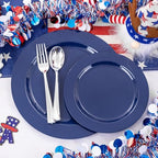 FLOWERCAT 60PCS Blue Plastic Plates - Heavy Duty Blue Plates Disposable (10.25" & 7.5") - serve for 30guest Birthday Party/Wedding/4th of July - Image 3