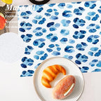 Shrahala Navy Blue Set of 6 12 X 18 Inch Linen Placemats, Watercolor Stains Burlap Table Mat Washable Double Layered Heat Insulation for Indoor/Outdoor - Image 5