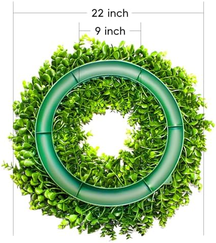 22“ Boxwood Wreath for Front Door,Spring ，Summer All Season Wreaths, Farmhouse Door Wreath Outdoor Indoor for All Seasons Decor - Image 7