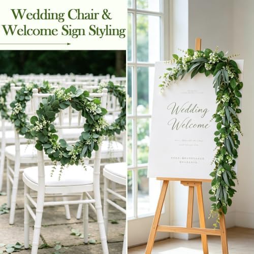 2 Pcs 6FT Artificial Eucalyptus Garland Greenery Garland with Baby's Breath - Image 5