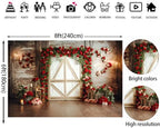8x6ft Red Rose Brick Wall Wood Door Backdrop for Wedding Bridal Shower Party Decorations Mother’s Day Valentine's Day Engagement Backdrops Portrait Photo Booth Props - Image 2