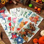 Honeydak 12 Pcs Holiday Table Runner Seasonal Farmhouse Table Decor 13 x 72 Inch Kitchen Accessories Spring Summer Thanksgiving Christmas Fall Halloween for Home Party Dining Room Kitchen (Farmhouse) - Image 6