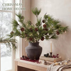 Wavwavw 6 Pcs 25.5 Inch Christmas Artificial Pine Branches with Pine Cones - Image 2