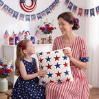 Tiamon 4 Pcs Patriotic 4th of July Throw Pillow Covers 18 x 18 Inch USA Flag American Plush 3D Embroidered Pillow Cases Red White Blue Stars Cushion Covers for Independence Day Decor Sofa Bed Home - Image 6