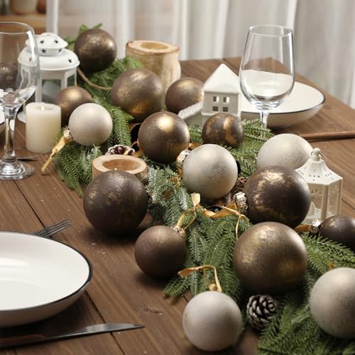 Yunlly 18 Pcs Neutral Christmas Ball Ornaments, Textured Xmas Tree Decor - Image 5