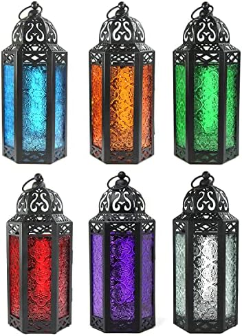 Vela Lanterns Decorative Indoor Moroccan Holders, Assorted Colors, M, 6-PK by VelaCandleLanterns