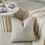 DEZENE Striped Throw Pillow Covers 20x20 Set of 2 Cream Grey Textured Boucle Chic Morden Boho Accent Farmhouse Square Decorative Couch Pillow Covers for Home Decor Bed Sofa Living Room - Image 4