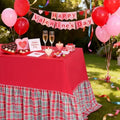 Fanqisi Red Ruffle Table Cloth Gingham Tablecloth - 80 x 120 Inch Polyester Tablecloths Rectangle Washable Farmhouse Table Cover for Birthday Wedding Picnic Dessert Party Decoration by Fanqisi