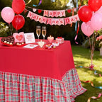 Fanqisi Red Ruffle Table Cloth Gingham Tablecloth - 80 x 120 Inch Polyester Tablecloths Rectangle Washable Farmhouse Table Cover for Birthday Wedding Picnic Dessert Party Decoration by Fanqisi