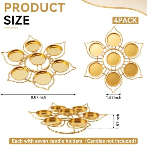 LemonRoad 4 Pcs Lotus Candle Holder, Return Gifts for Pooja, 7 Candlesticks - Image 2
