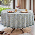 Ridhi Hand Block Print Round Tablecloth Indigo Flower 60 Inch 100% Cotton by Ridhi