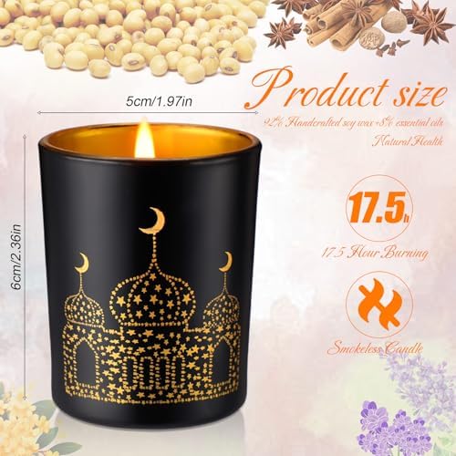 MTLEE 12 Pcs Ramadan Gifts Ramadan Mubarak Scented Candle Jar Eid Candles Eid Religious Novelty Candle Mubarak Home Muslim Islam Gifts Festival Decor(Black) - Image 2