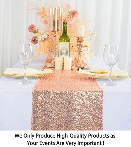 ShinyBeauty Rose Gold Table Runners 15pcs 12x108-Inch Rose-Gold Sequin Table Runner Glitter Table Runner for Parties Bridal Shower Decorations -0908S - Image 2