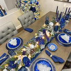 Pre-Lit Christmas Garland with Christmas Tree Icon Ribbon and Magnolia, 25 LED Lights with Timer, 6ft Lighted Silver Blue Garland for Front Door, Mantel, Holiday Decoration,Magnolia Winter Decor - Image 5