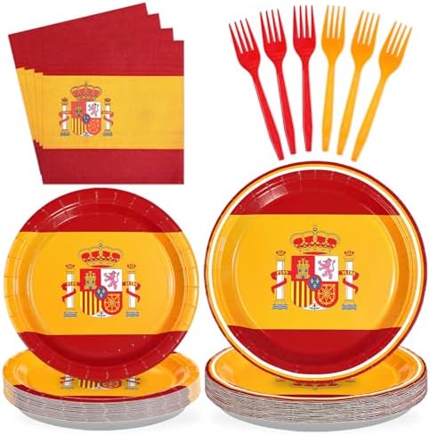96 Pcs Spain Flag Themed Party Decorations, Serves 24 by Greencian