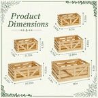 5 Pcs Wooden Crates for Display, Nesting Wood Crate for Storage, 5 Size - Image 2