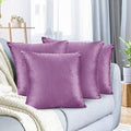 Nestl Throw Pillow Covers, Cozy Velvet Decorative Pillow Cases 24 x 24 Inches, Soft Solid Couch Pillow Covers for Sofa, Bed and Car, Set of 4 - Lavender Dream by Nestl