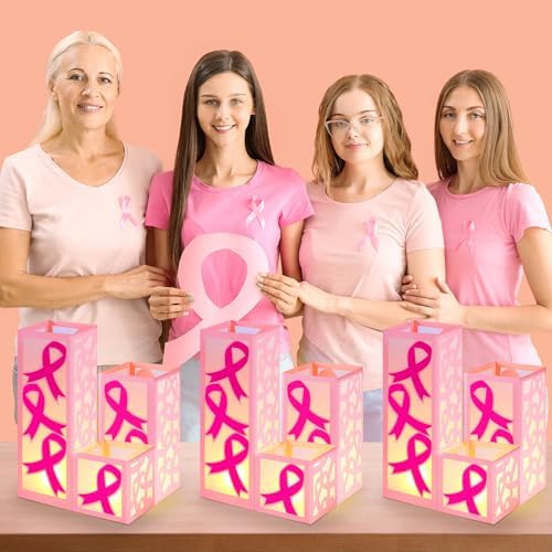 VIHOSE 12 Sets Breast Cancer Awareness Centerpieces for Table Paper Lantern - Image 6