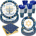 Hushee 400 Pcs Hanukkah Party Supplies Star Menorah Dreidel Tableware Set by Hushee