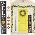 Extra Large 5FT Premium Wooden Interchangeable Welcome Sign for Front Door Porch Sign - 5 ft (58 x 11 Inch) 8 Magnetic Seasonal Tiles, Fall Porch Signs, Holidays and Seasons, Weather Resistance Standing welcome sign Outdoor and Indoor (Gray) by Alben