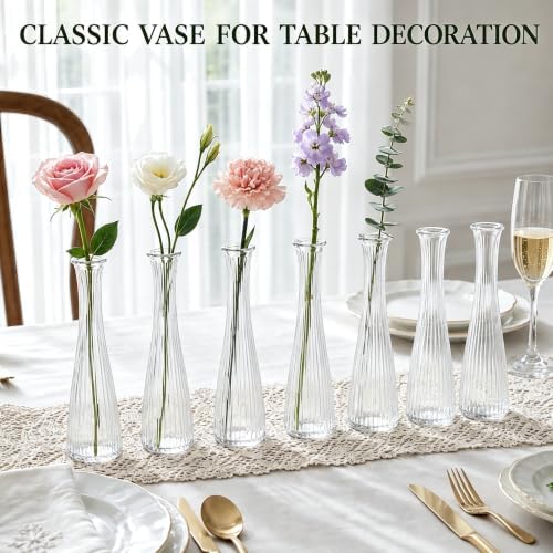 12 Pcs Glass Bud Vases Bulk for Centerpieces, 8.5” Tall Clear Bud Vases - Image 6