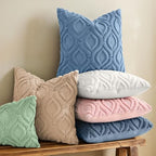 decorUhome Faux Fur Soft Dusty Blue Throw Pillow Covers 26x26 Set of 2 - Image 2