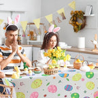Oudain 2 Pcs Easter Table Cover Stretch Tablecloth 6 ft Egg Tablecloth - Image 5