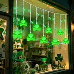 25 LED Green Shamrock Icicle Lights, 6.75FT St. Patricks Day Lights Curtain String Lights with 10 Shamrock & 25 LED Light for Lucky Clover St Patrick's Decorations Indoor Home Window Proch Party Decor - Image 6
