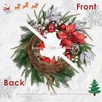 Christmas Wreaths for Front Door Decor Flower, 20" Poinsettia - Image 2
