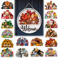 16 Pcs Interchangeable Welcome Sign for Front Door, 12 Inch Seasonal Wooden Door Hanger With 16 Magnetic Icons, Wooden Welcome Signs for Front Door for Holidays and Year Round Home Decor (16set) by Unknown